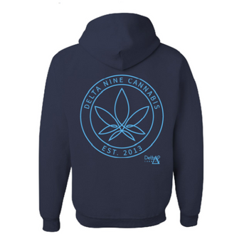 Delta 9 Cannabis - Atomic Leaf Pull-Over Hoodie - Navy Blue