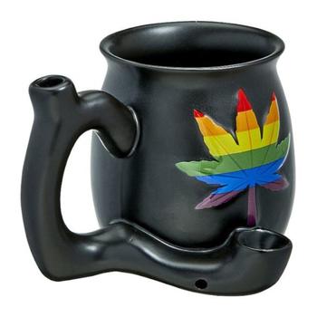 Wake and Bake - Weed Leaf Ceramic Mug with Pipe