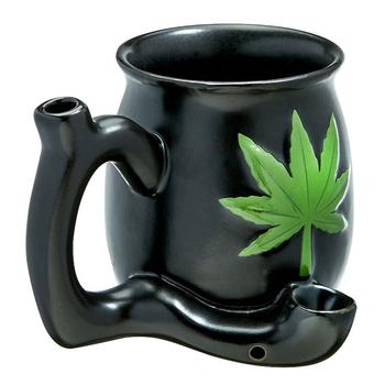 Wake and Bake - Weed Leaf Ceramic Mug with Pipe